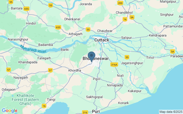 Kaart met locatie Khandagiri en Udayagiri